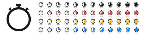 Timer and stopwatch icons set. Measurement of time. Countdown timer with different minutes. Vector illustrationのイラスト素材