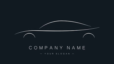 Car logo isolated on dark blue background. Automobile transport. Car company or business. Vector illustrationのイラスト素材