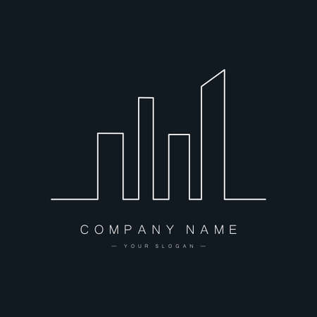 Construction and building logo. Business sign template for Real Estate, brokerage, building & renovation businesses. Modern linear style. Company Vector illustrationのイラスト素材