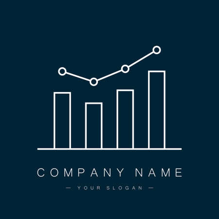 Linear business graphics. Financial chart. Growth chart. Vector illustrationのイラスト素材