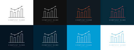 Set of linear business charts. Financial chart. Growth chart. Vector illustrationのイラスト素材
