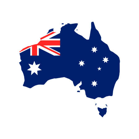 Australia. Australia flag. Silhouette of the Australian continent. vectorのイラスト素材