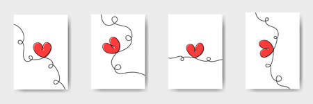Abstract poster, banner or flyer with hearts. Minimalist posters for Valentines Day. Love and romance concept. Vector illustrationの写真素材