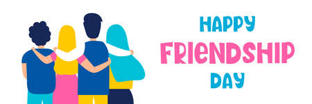 friendship day. A group of people are hugging. The concept of friendship, unity and love. vector illustrationのイラスト素材