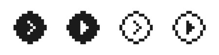 Set of pixel arrows. Collection of black cursors. 8-bit pointers. vector illustrationのイラスト素材