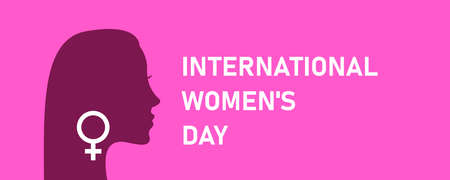 International Women's Day. March 8. Banner, poster. Silhouette of a woman's face in profile. vector illustrationのイラスト素材