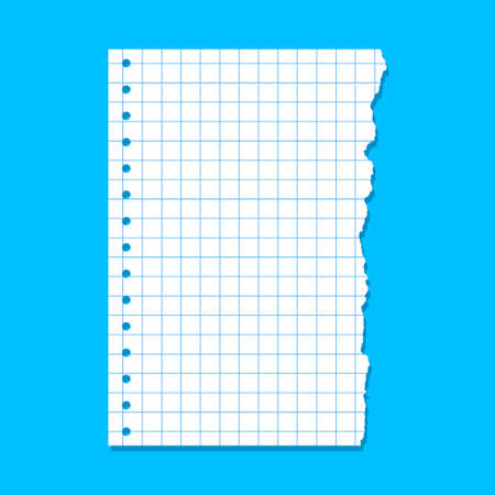 Torn sheet of paper. Torn checkered sheet of A4 paper. vector illustrationのイラスト素材