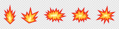 Boom. Comic book explosion set. Burst. Cartoon style. Blast. Bomb effect. Vector illustrationのイラスト素材