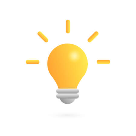 3D realistic light bulb icon. Idea concept. Light bulb isolated on white background. Vector illustrationのイラスト素材