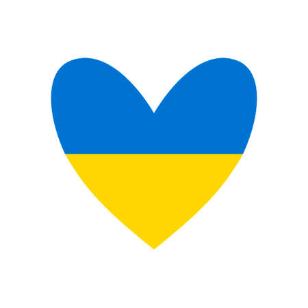 Conflict between Russia and Ukraine. Ukraine. Flag of Ukraine in the shape of a heart. Ukrainian nation. Patriotism. Vector illustrationのイラスト素材
