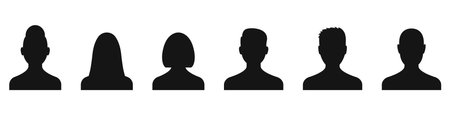 silhouettes of people. men and women. A group of people. vector illustrationのイラスト素材