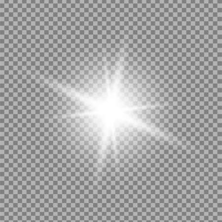 Glow effect. Bright glitter on a transparent background. Flashes or beams of light. Star flares. Vector illustrationのイラスト素材