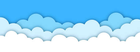 Cloud set. paper cut. origami style. vector illustrationのイラスト素材