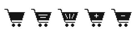Set of pixel carts. shopping in the store. vector illustrationのイラスト素材