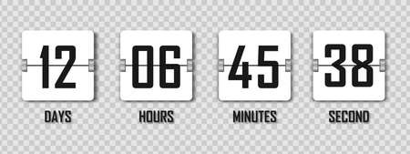 Countdown. Mechanical flipboard. Realistic scoreboard. Time. Vector illustrationのイラスト素材