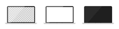 Realistic laptop mockup. Transparent and blank screens. Vector illustrationのイラスト素材