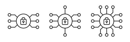 Cyber security icons. Data protection from hacker attacks. Vector illustrationのイラスト素材