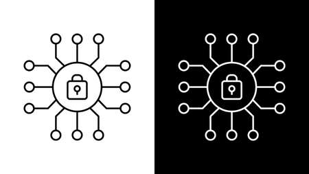 Cyber security icons. Data protection from hacker attacks. Vector illustrationのイラスト素材