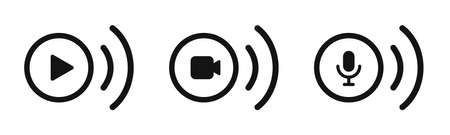 Live webinar icons set. livestream. Online conference. Virtual meeting. vector illustrationのイラスト素材