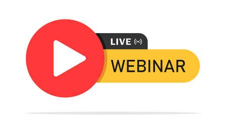 Live webinar button. livestream. Online conference. Virtual meeting. flat style. vector illustrationのイラスト素材