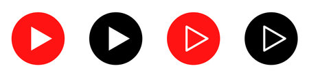 Play button icons. Set of icons on a white background. video audio player. vector illustrationのイラスト素材