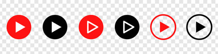 Play button icons. Set of icons on a transparent background. video audio player. vector illustrationのイラスト素材