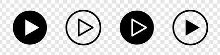 Play button icons. Set of icons on a transparent background. video audio player. vector illustrationのイラスト素材
