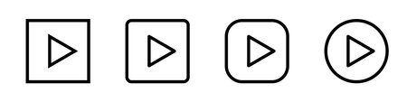 Play button icons. Set of icons on a white background. video audio player. vector illustrationのイラスト素材
