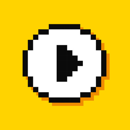 Pixel play button. video audio player. 8-bit video game style. vector illustrationのイラスト素材
