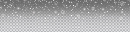 Falling snow. Seamless transparent background. Snowflakes. Winter Christmas weather. Vector illustrationのイラスト素材