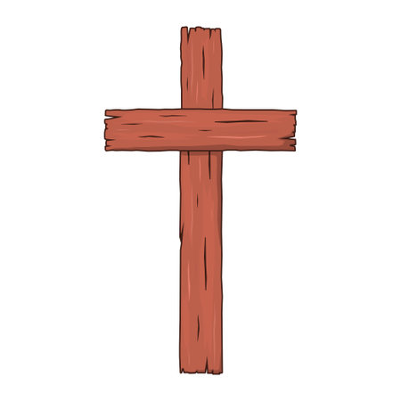 Wooden Christian cross. Religious symbol of faith in Jesus Christ. cartoon style. vector illustration.のイラスト素材