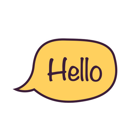 Hello. greeting in a speech bubble. Talk bubbles isolated on white background. comic book style. Dialogue or message. vector illustration.のイラスト素材