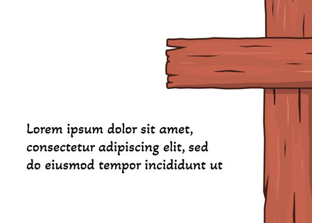 Christian banner with wooden cross. Poster for important Christian events. Easter, communion or resurrection. Symbol of faith in Jesus Christ. vector illustration.のイラスト素材