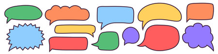 Set of empty speech bubbles. Talk bubbles isolated on white background. comic book style. Dialogue or message. vector illustration.のイラスト素材