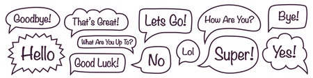 Set of speech bubbles with text. Talk bubbles isolated on white background. comic book style. Dialogue or message. vector illustration.のイラスト素材