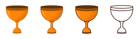 Golden chalice for church communion. set. Lord's Supper. vector illustration.のイラスト素材