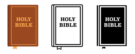 Bible icons set. Scripture. Holy bible isolated on white background. flat style. Christian faith. Vector.のイラスト素材