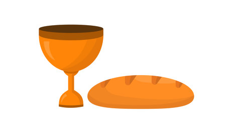 church communication. Lord's Supper. Bread and Wine. Eucharist. flat style. vector illustration.のイラスト素材