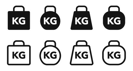 weight icon set. Kg. Dumbbells isolated on white background. vector illustration.のイラスト素材