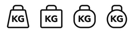 weight icon set. Kg. Dumbbells isolated on white background. vector illustration.のイラスト素材