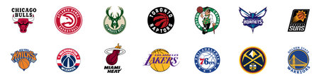 NBA team . top basketball teams. Chicago Bulls, Atlanta Hawks, Milwaukee Bucks, Toronto Raptors, Boston Celtics, etc. VINNITSA, UKRAINE - APRIL 2, 2022のeditorial素材