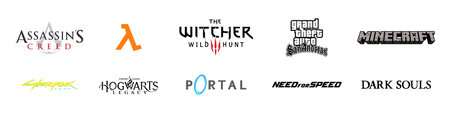 of the best games on pc. Assassin's Creed, Half-Life, The Witcher 3, GTASA, etc. Top 10. Vector. VINNITSA, UKRAINE - MARCH 4, 2022のeditorial素材
