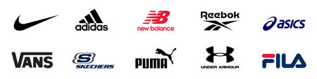 Shoe brand . Top 10. Nike, Adidas, New Balance, Reebok, Asics, etc. VINNITSA, UKRAINE - APRIL 2, 2022のeditorial素材