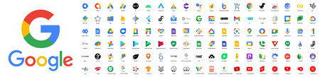 Trademarks of Google. Big set of . VINNITSA, UKRAINE - MAY 11, 2022のeditorial素材