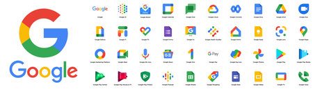 Trademarks of Google. icon set. VINNITSA, UKRAINE - MAY 11, 2022のeditorial素材