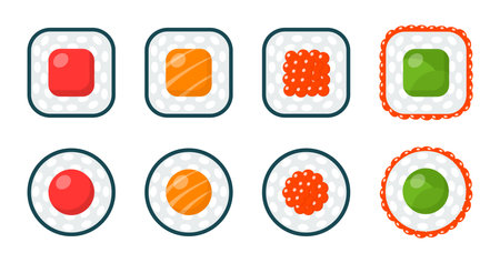 Set of sushi icons. Vectorのイラスト素材