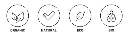 Set of icons of natural products. Concept of organics and eco-products. Vectorのイラスト素材