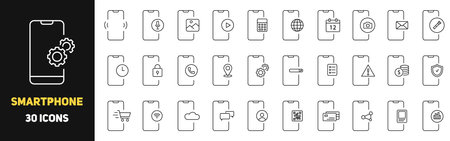Smartphone web icons set. Vector illustration.のイラスト素材