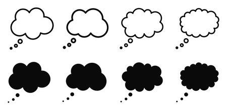 A set of thought bubble icons. Thinking. Empty clouds of thoughts. Vectorのイラスト素材
