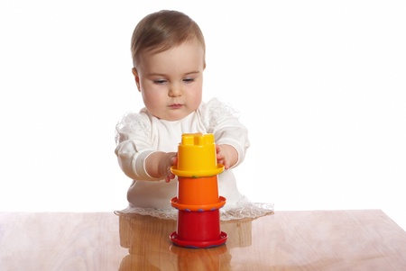 Little pretty child play toy on a tableの写真素材